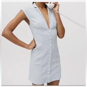 Urban Outfitters Stella blue checked dress Small Mini Bodycon coastal cowgirl G